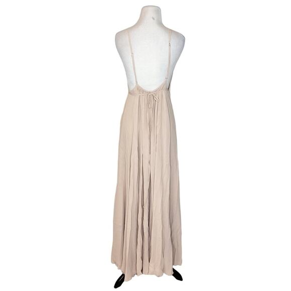 Reformation Callalily Backless V Neck Wrap Maxi Dress Gown Champagne Size 4 - Picture 4 of 7